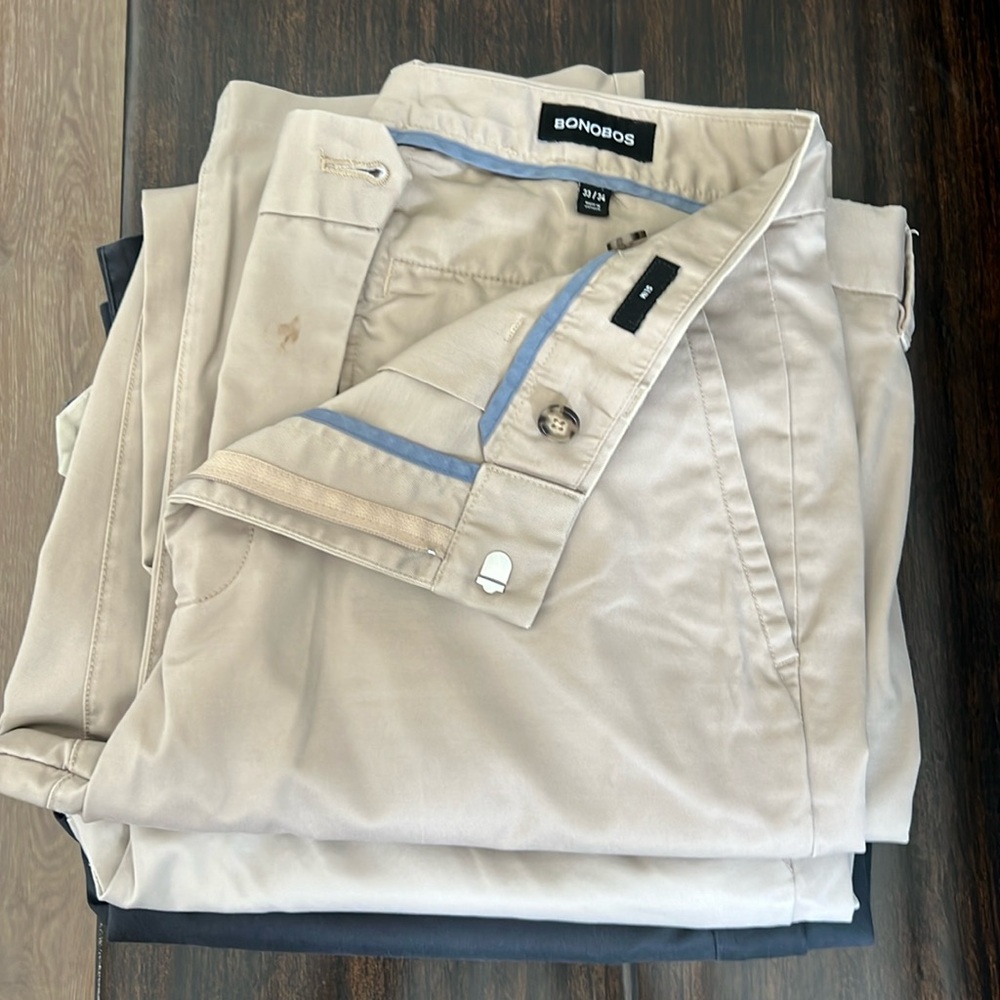 Men’s Bonobos 33x34 Navy & Khaki Dress Pants